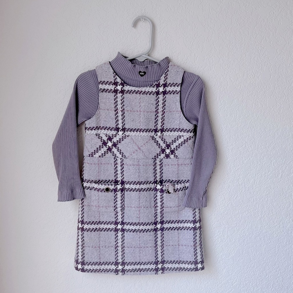 Lili Gaufrette French Brand Girls Plaid Dress Set